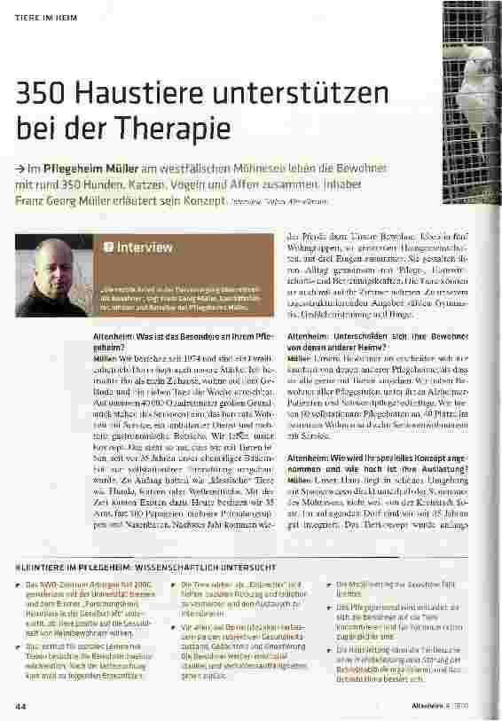 Vorschauseite 1: 350 Haustiere unterstützen bei der Therapie
