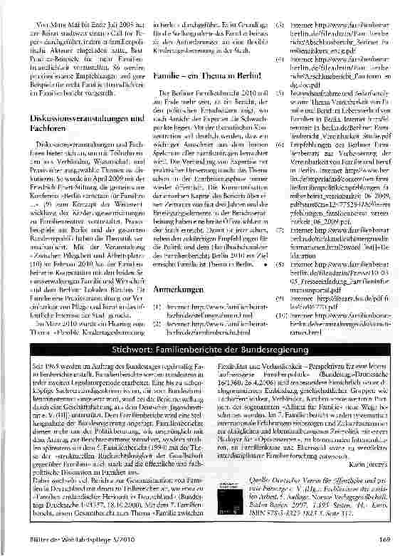 Vorschauseite 4: Wie Familienfragen öffentlich werden Der Berliner Familienbericht 2010 als Beispiel