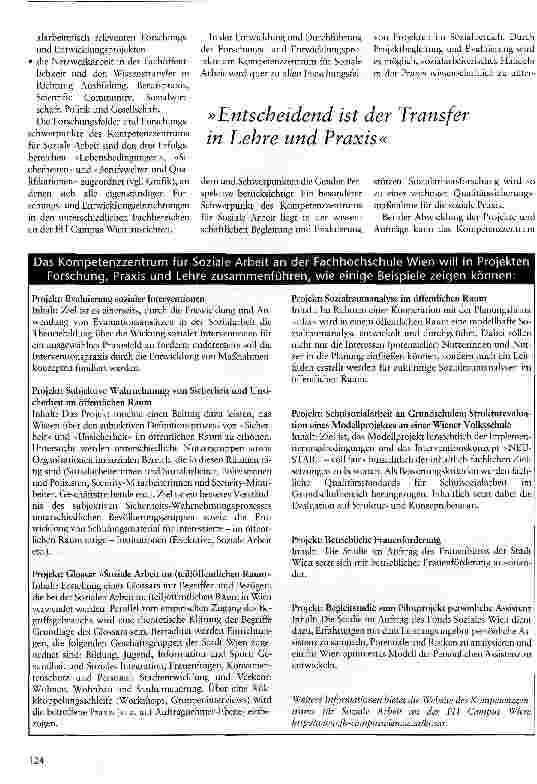 Vorschauseite 2: Forschung, Praxis und Lehre vernetzen Das Kompetenzzentrum für Soziale Arbeit in Wien