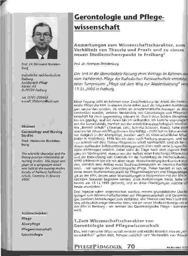 Vorschauseite 1: Gerontologie und Pflegewissenschaft