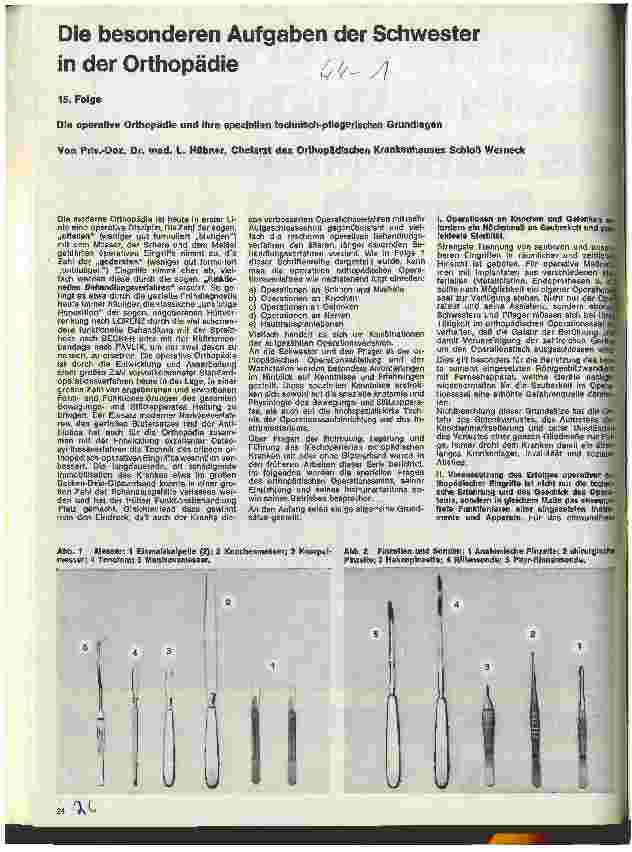 Vorschauseite 1: Die besonderen Aufgaben der Schwester in der Orthopädie 15. Folge: Die operative Orthopädie