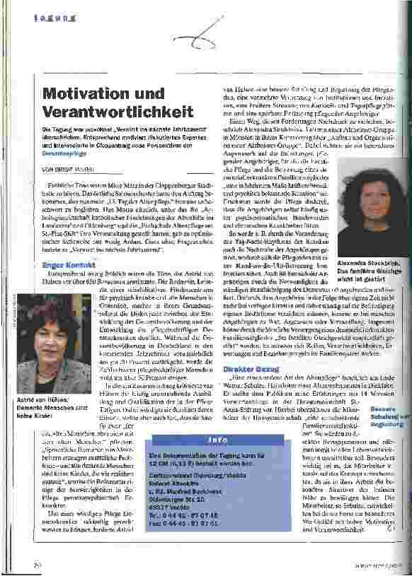 Vorschauseite 1: Motivation und Verantwortlichkeit Dementenpflege