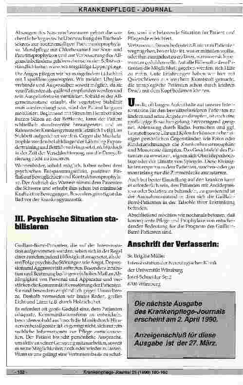 Vorschauseite 3: Pflegerische Schwerpunkte bei Patienten mit Guillain-Barre-Syndrom