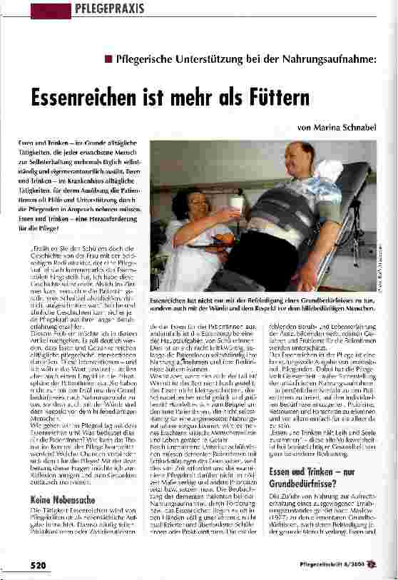 Vorschauseite 1: Essenreichen ist mehr als Füttern Pflegerische Unterstützung bei der Nahrungsaufnahme: