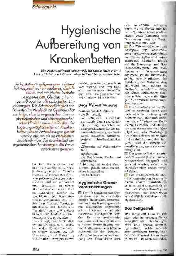 Vorschauseite 1: Hygienische Aufbereitung von Krankenbetten