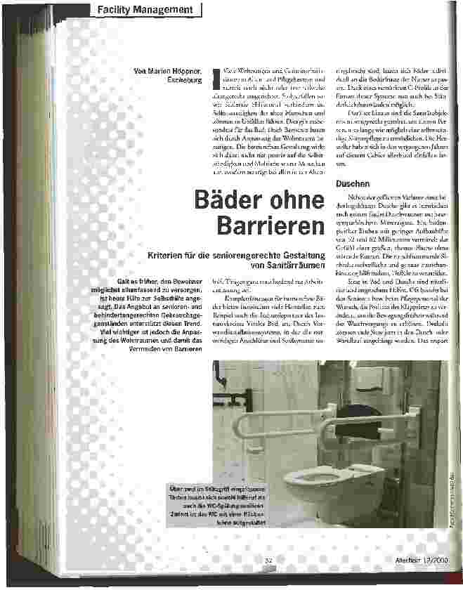 Vorschauseite 1: Bäder ohne Barrieren