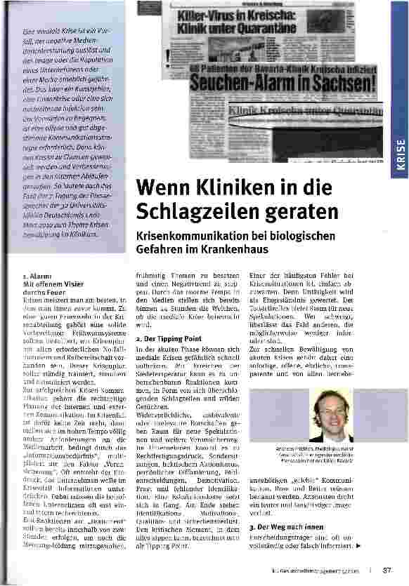 Vorschauseite 1: Wenn Kliniken in die Schlagzeilen geraten