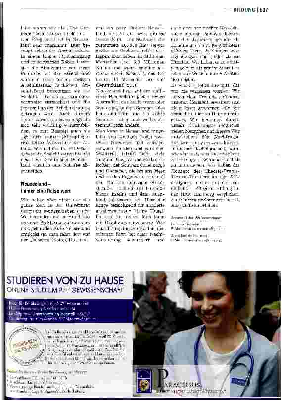 Vorschauseite 4: Universitäre Pflegeausbildung am anderen Ende der Welt