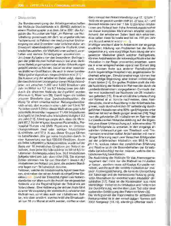 Vorschauseite 6: Inzidenz der endotrachealen Intubation im Notarztdienst: adäquate Erfahrung ohne klinische Routine kaum möglich
