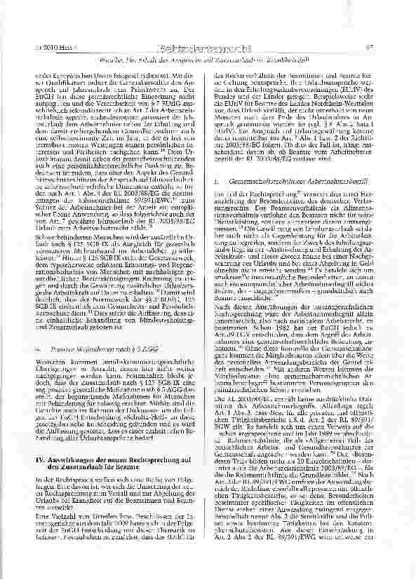 Vorschauseite 3: Der Erhalt des Anspruchs auf Zusatzurlaub nach § 125 Abs. 1 Satz 1 SGBIX im Krankheitsfall