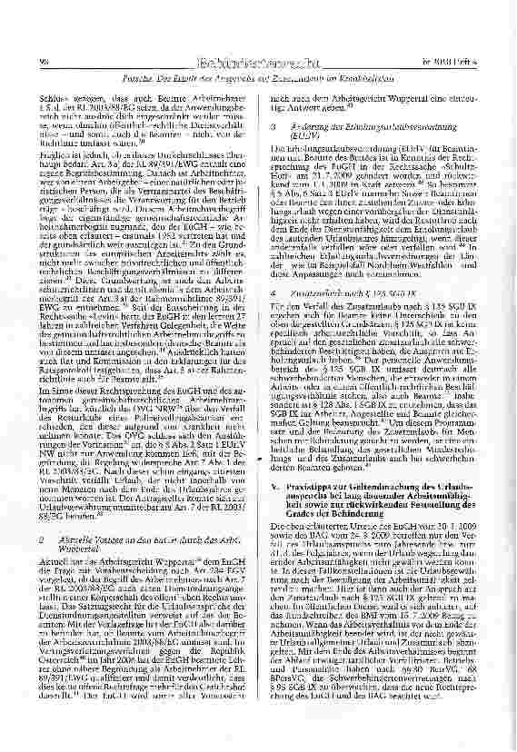 Vorschauseite 4: Der Erhalt des Anspruchs auf Zusatzurlaub nach § 125 Abs. 1 Satz 1 SGBIX im Krankheitsfall