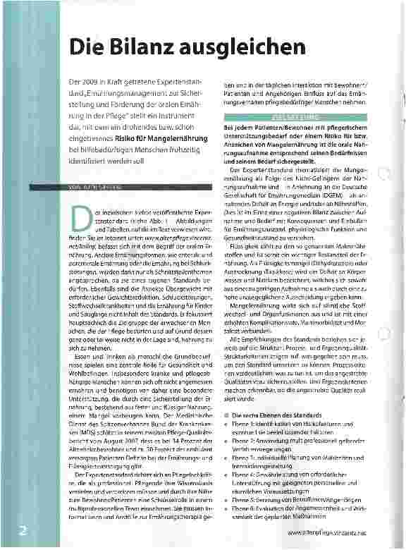 Vorschauseite 2: Ernährungsmanagement Die Bilanz ausgleichen