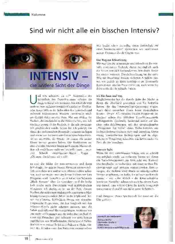 Vorschauseite 1: Sind wir nicht alle ein bisschen Intensiv?