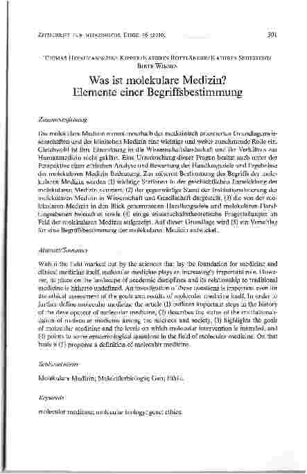 Vorschauseite 1: Was ist molekulare Medizin? Elemente einer Begriffsbestimmung