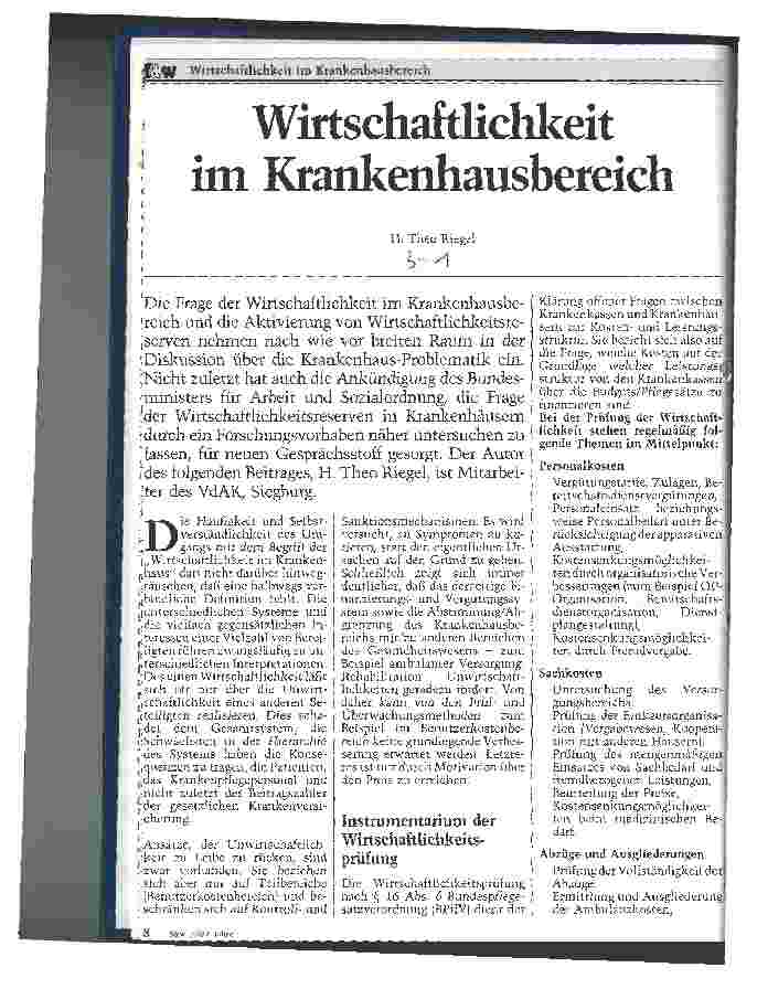 Vorschauseite 1: Wirtschaftlichkeit im Krankenhausbereich