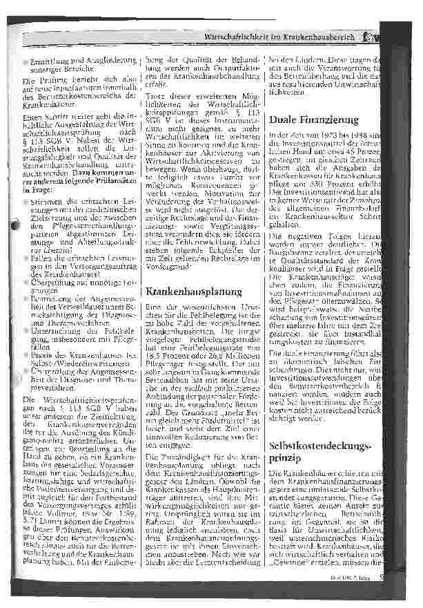Vorschauseite 2: Wirtschaftlichkeit im Krankenhausbereich
