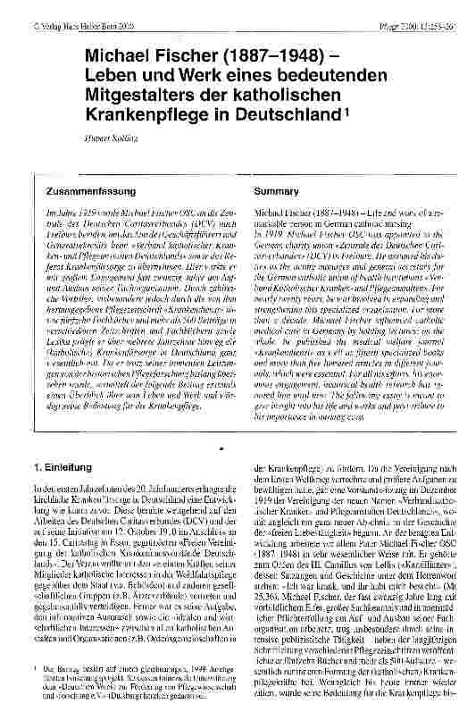 Vorschauseite 1: Michael Fischer (1887-1948) Leben und Werk eines bedeutenden Mitgestalters der katholischen Krankenpflege in Deutschland