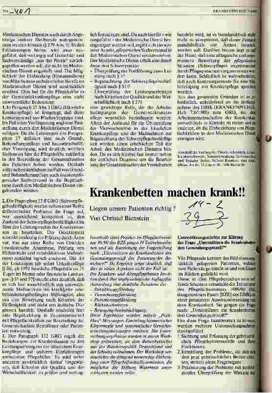 Vorschauseite 1: Krankenbetten machen krank! Liegen unsere Patienten richtig?