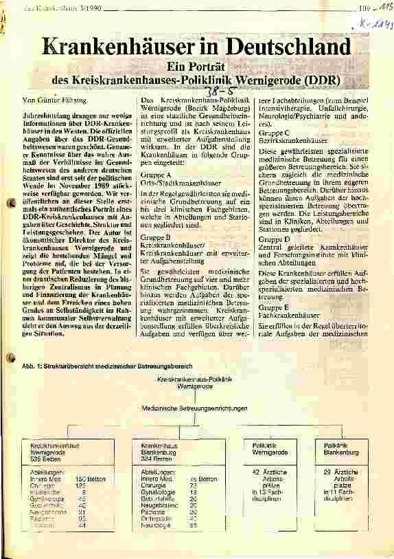 Vorschauseite 1: Krankenhäuser in Deutschland Ein Porträt des Kreiskrankenhauses-Poliklinik Wernigerode (DDR)