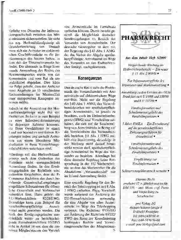 Vorschauseite 2: Versand von Arzneimitteln im Internet