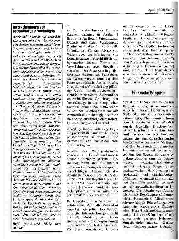 Vorschauseite 3: Versand von Arzneimitteln im Internet