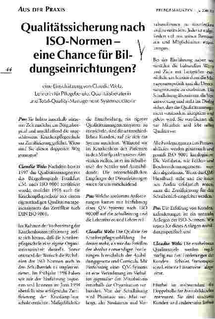 Vorschauseite 1: Qualitätssicherung nach ISO-Normen - eine Chance für Bildungseinrichtungen?