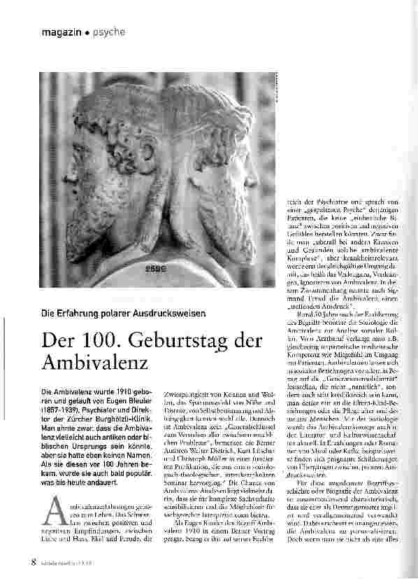 Vorschauseite 1: Der 100. Geburtstag der Ambivalenz