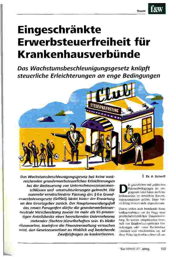 Vorschauseite 1: Eingeschränkte Erwerbsteuerfreiheit für Krankenhausverbünde