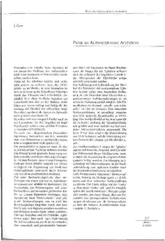 Vorschauseite 1: PANIK IM AUFWACHRAUM: AGITATION