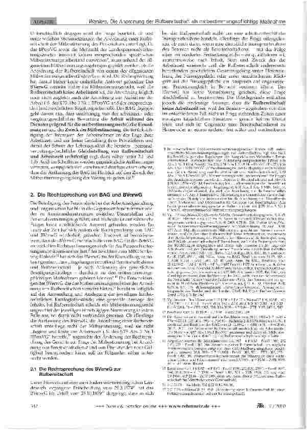 Vorschauseite 2: Die Anordnung von Rufbereitschaft als mitbestimmungs-pflichtige Maßnahme