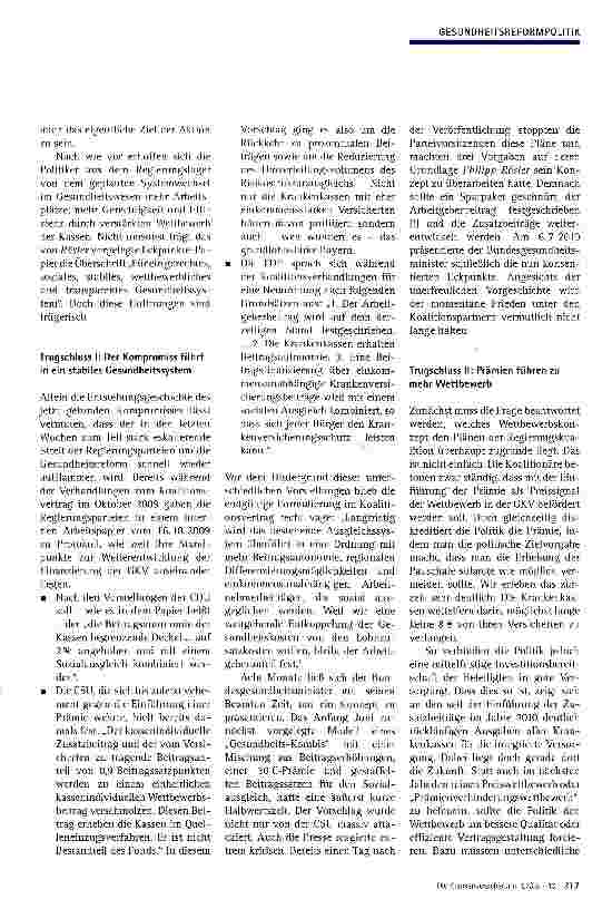 Vorschauseite 2: Die Eckpunkte zur Gesundheitsreform