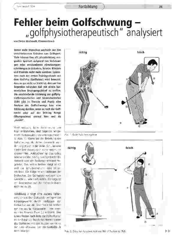 Vorschauseite 1: Fehler beim Golfschwung - „golfphysiotherapeutisch analysiert