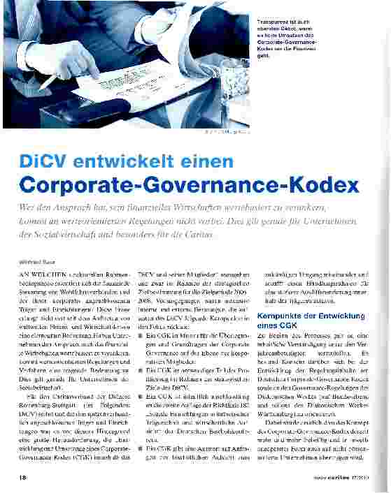 Vorschauseite 1: DiCV entwickelt einen Corporate-Governance-Kodex