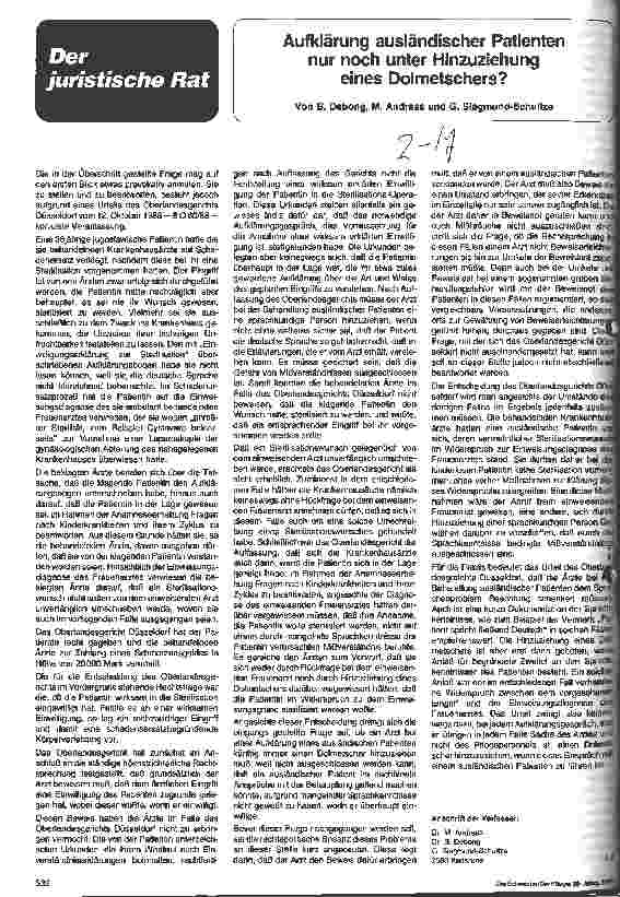 Vorschauseite 1: Aufklärung ausländischer Patienten nur noch unter Hinzuziehung eines Dolmetschers?