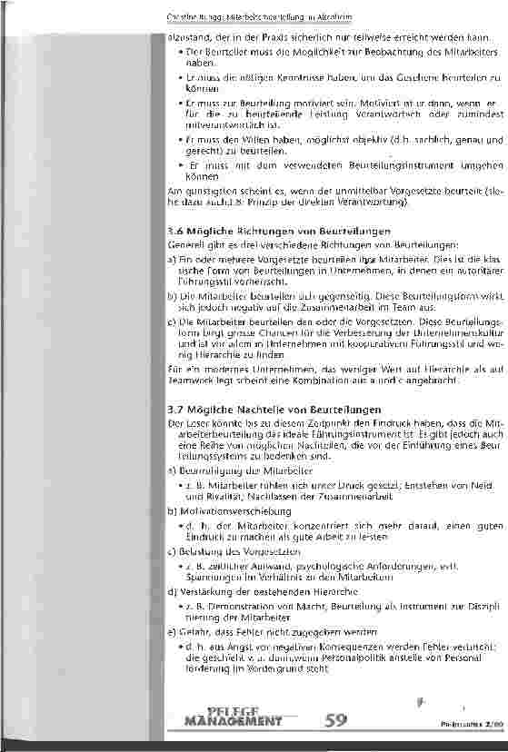 Vorschauseite 4: Mitarbeiterbeurteilung im Altenheim Eine Studie zur Beurteilung der Arbeitssituation aus der Sicht der Pflegenden eines schweizerischen Krankenhauses