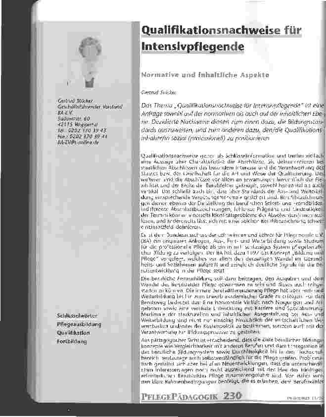 Vorschauseite 1: Qualifikationsnachweise für Intensivpflegende Normative und inhaltliche Aspekte