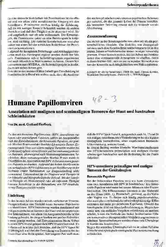 Vorschauseite 1: Humane Papillomviren Assoziation mit malignen und semimalignen Tumoren der Haut