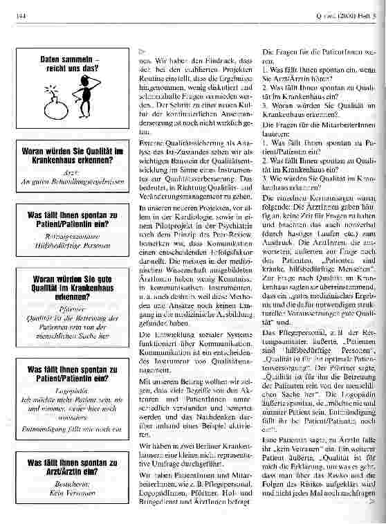 Vorschauseite 2: Qualitätssicherung - reiht uns das?