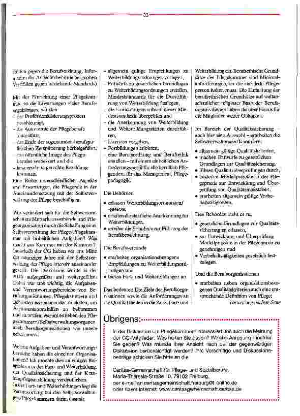 Vorschauseite 3: Pflegekammer - Pflegekummer?