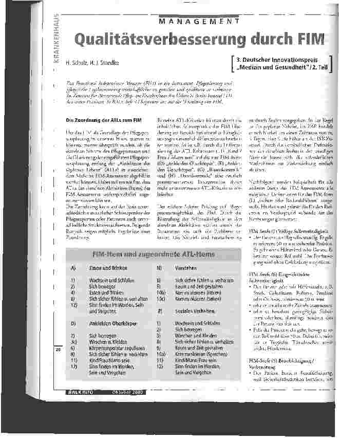 Vorschauseite 1: Qualitätsverbesserung durch FIM 3. Deutscher Innovationspreis Medizin und Gesundheit / 2. Teil