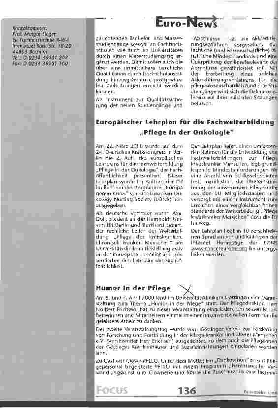 Vorschauseite 2: Empfehlungen der Dekanekonferenz Pflegewissenschaft zu den neuen Studienabschlüssen Bachelor und Master