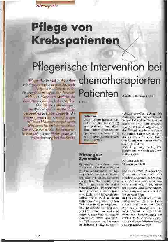 Vorschauseite 1: Pflegerische Intervention bei chemotherapierten Patienten 1. Teil