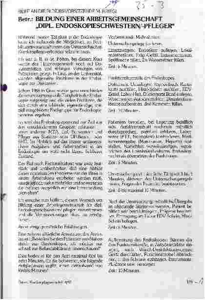 Vorschauseite 1: Bildung einer Arbeitsgemeinschaft Dipl. Endoskopieschwestern/-pfleger