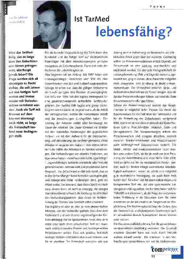 Vorschauseite 1: Ist TarMed lebensfähig?