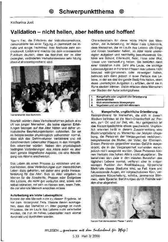 Vorschauseite 1: Validation - nicht heilen, aber helfen und hoffen!