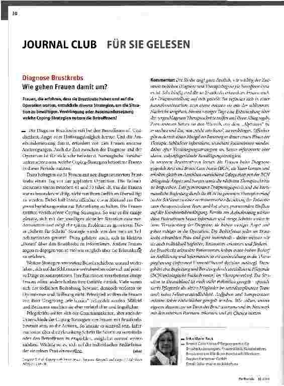 Vorschauseite 1: Diagnose Brustkrebs Wie gehen Frauen damit um?