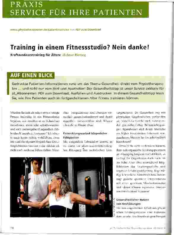 Vorschauseite 1: Training in einem Fitnessstudio? Nein danke!