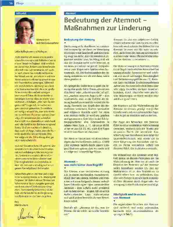 Vorschauseite 1: Bedeutung der Atemnot -Maßnahmen zur Linderung