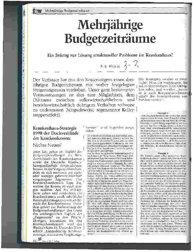 Vorschauseite 1: Mehrjährige Budgetzeiträume Ein Beitrag zur Lösung struktureller Probleme im Krankenhaus?