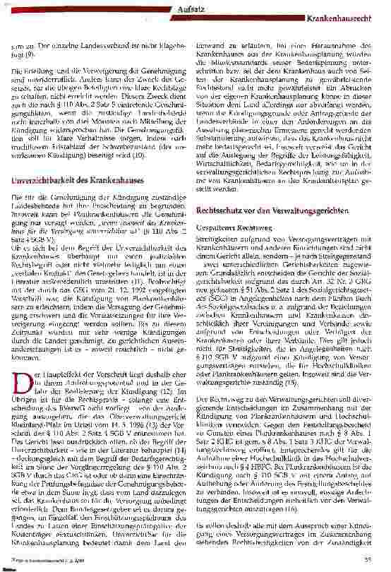 Vorschauseite 2: Zur Kündigung von Plankrankenhäusern